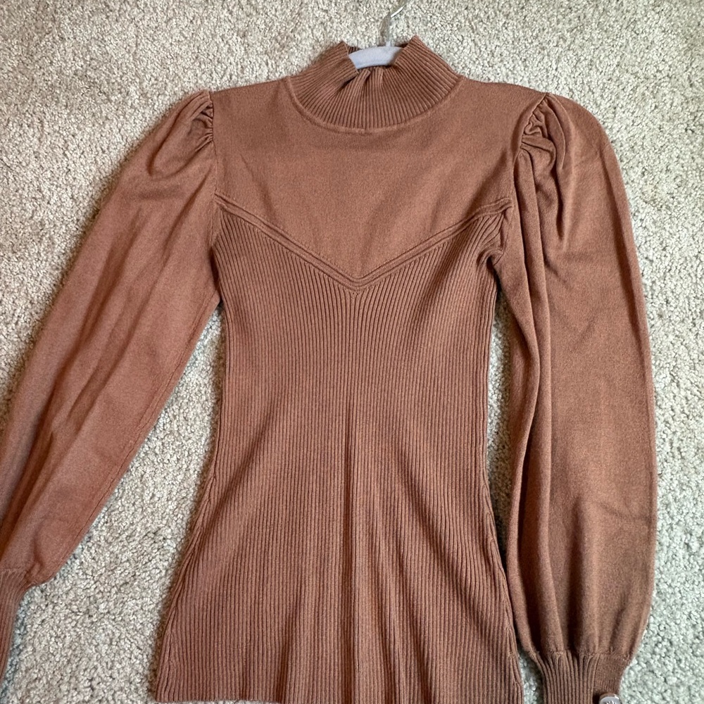 River Island Camel Ribbed Knit Top - Picture 3 of 5